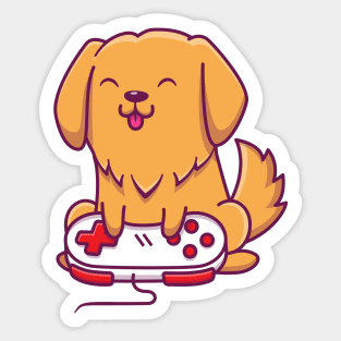 Cute Dog Gaming Cartoon Sticker